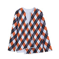 Halloween Party Argyle Pattern Print Long Sleeve Short Coat