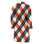 Halloween Party Argyle Pattern Print Men's Bathrobe