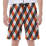 Halloween Party Argyle Pattern Print Men's Beach Shorts