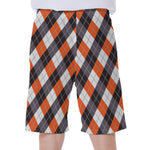 Halloween Party Argyle Pattern Print Men's Beach Shorts