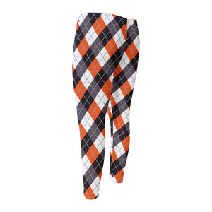 Halloween Party Argyle Pattern Print Men's Compression Pants