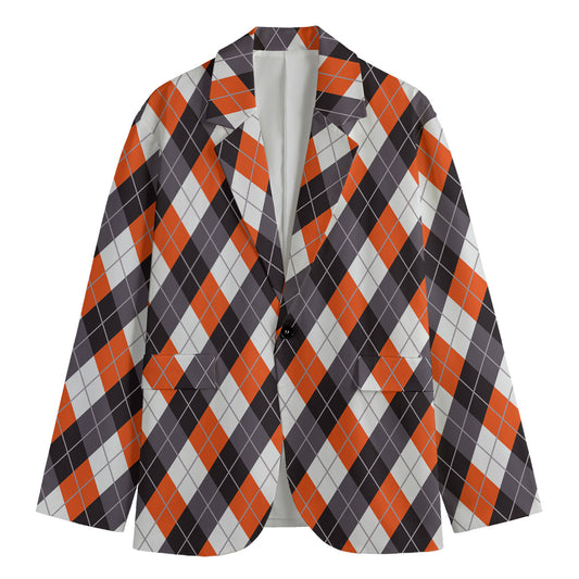 Halloween Party Argyle Pattern Print Men's Cotton Blazer