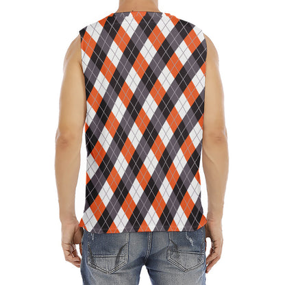 Halloween Party Argyle Pattern Print Men's Fitness Tank Top