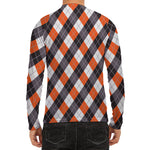 Halloween Party Argyle Pattern Print Men's Long Sleeve Rash Guard