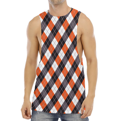 Halloween Party Argyle Pattern Print Men's Muscle Tank Top