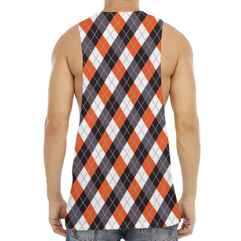 Halloween Party Argyle Pattern Print Men's Muscle Tank Top