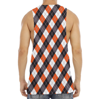 Halloween Party Argyle Pattern Print Men's Muscle Tank Top