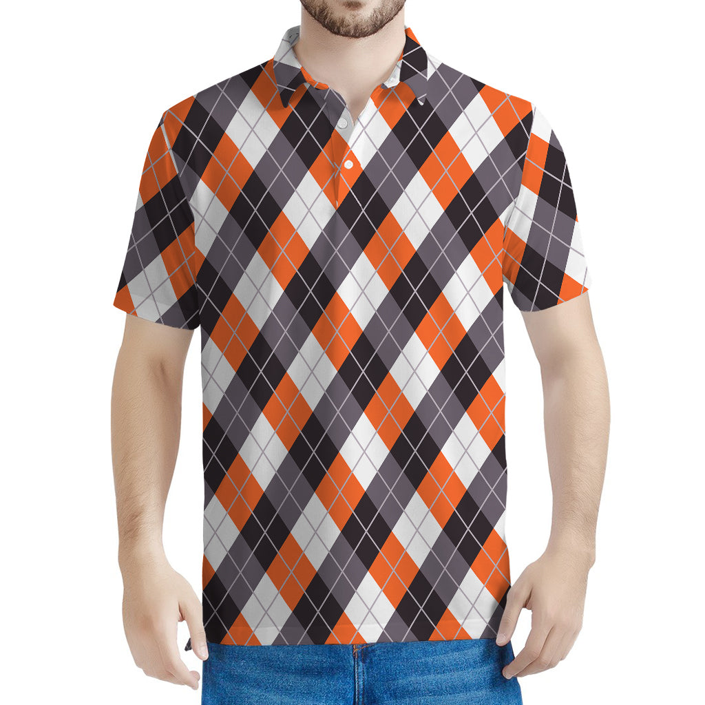 Halloween Party Argyle Pattern Print Men's Polo Shirt