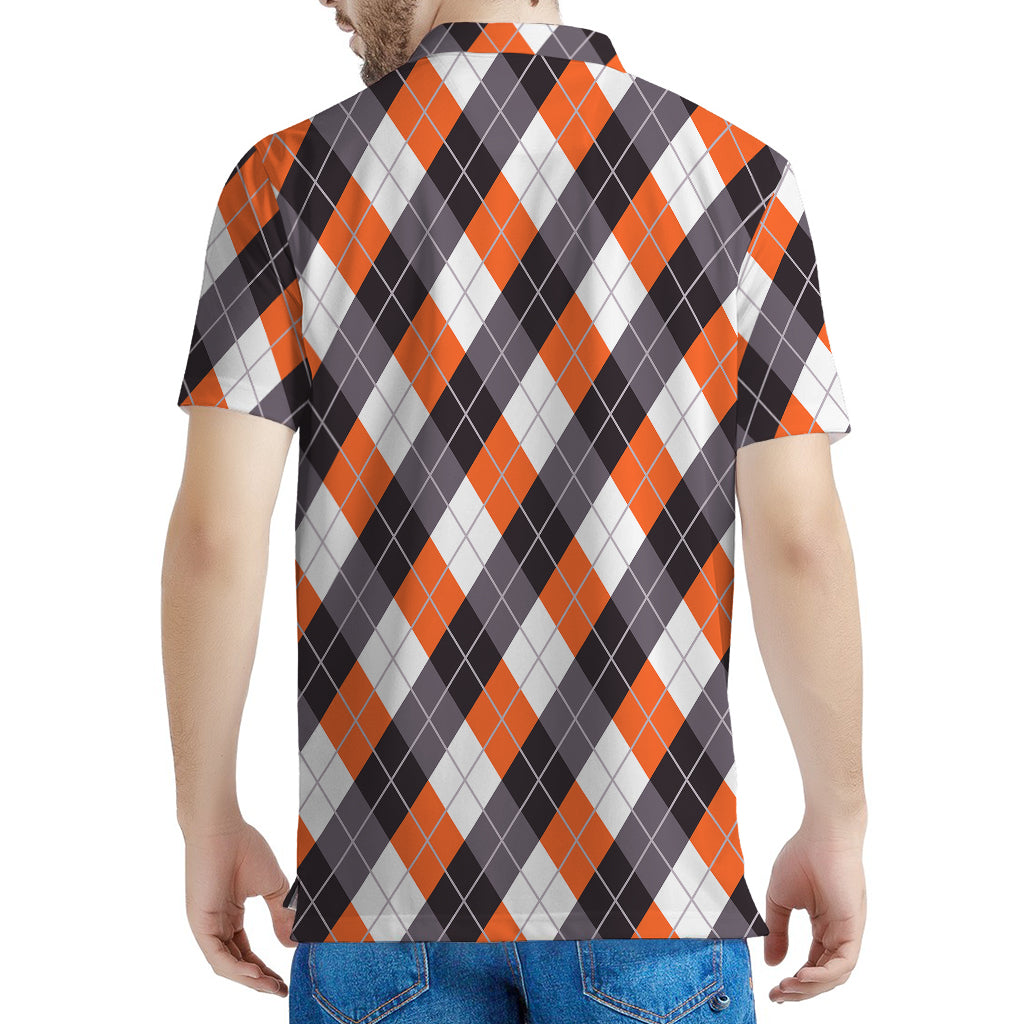 Halloween Party Argyle Pattern Print Men's Polo Shirt