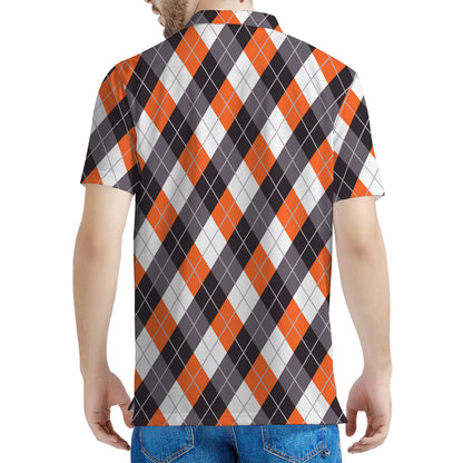 Halloween Party Argyle Pattern Print Men's Polo Shirt