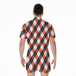 Halloween Party Argyle Pattern Print Men's Rompers