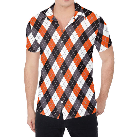 Halloween Party Argyle Pattern Print Men's Shirt