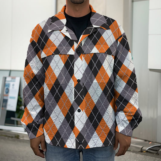 Halloween Party Argyle Pattern Print Men's Shirt Jacket