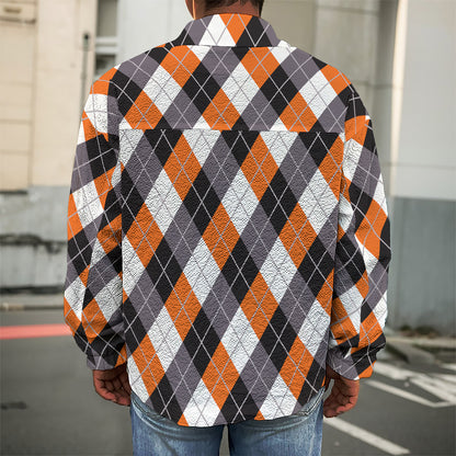Halloween Party Argyle Pattern Print Men's Shirt Jacket