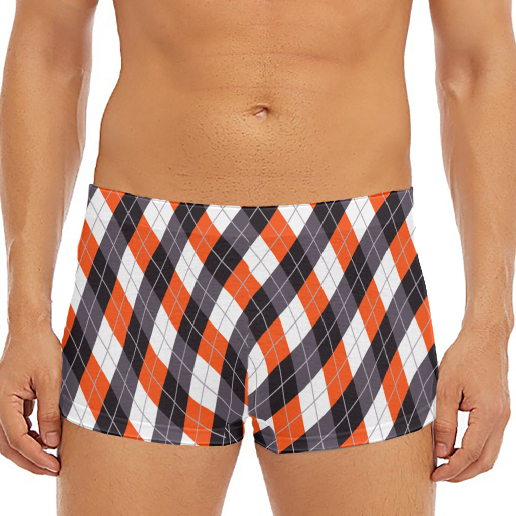 Halloween Party Argyle Pattern Print Men's Short Boxer Briefs