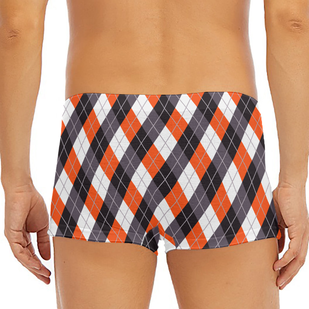 Halloween Party Argyle Pattern Print Men's Short Boxer Briefs
