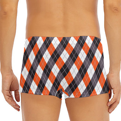 Halloween Party Argyle Pattern Print Men's Short Boxer Briefs