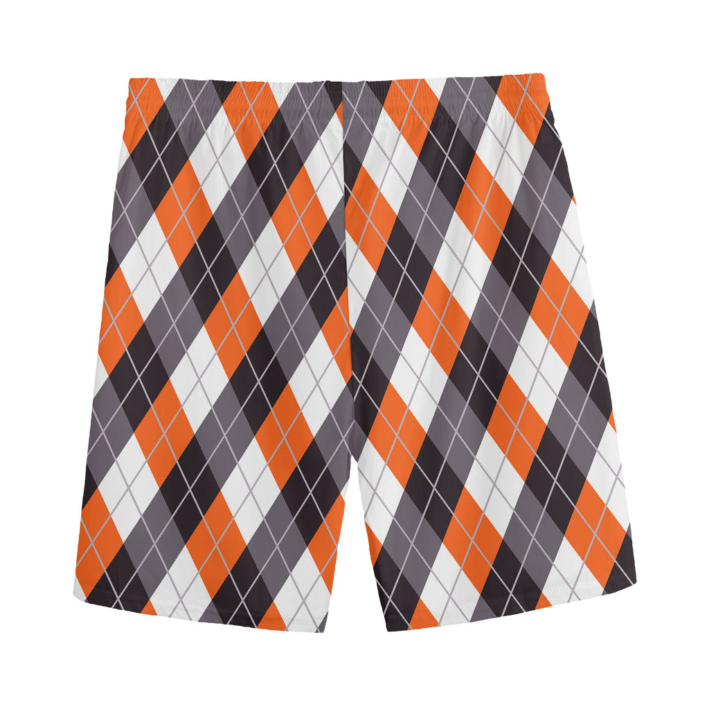 Halloween Party Argyle Pattern Print Men's Sports Shorts