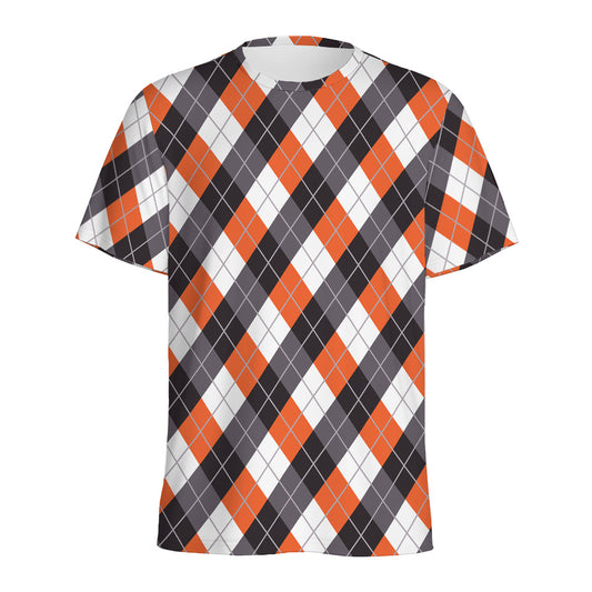Halloween Party Argyle Pattern Print Men's Sports T-Shirt