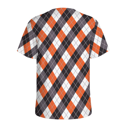 Halloween Party Argyle Pattern Print Men's Sports T-Shirt