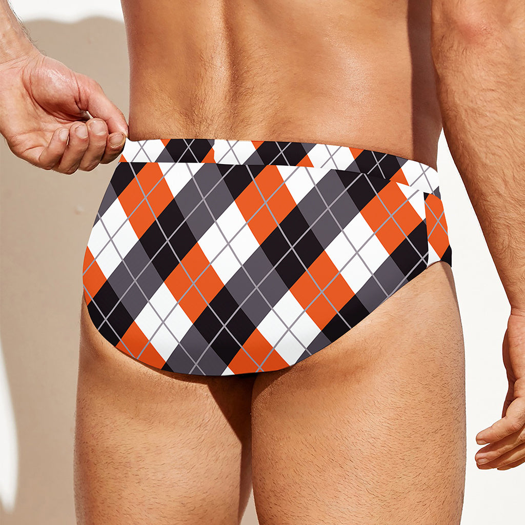 Halloween Party Argyle Pattern Print Men's Swim Briefs