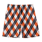 Halloween Party Argyle Pattern Print Men's Swim Trunks