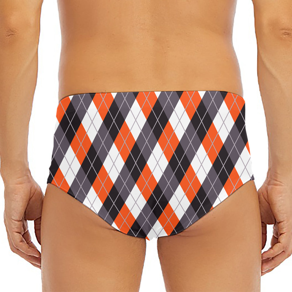 Halloween Party Argyle Pattern Print Men's Triangle Swim Briefs
