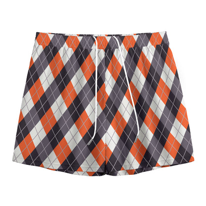Halloween Party Argyle Pattern Print Mesh Shorts