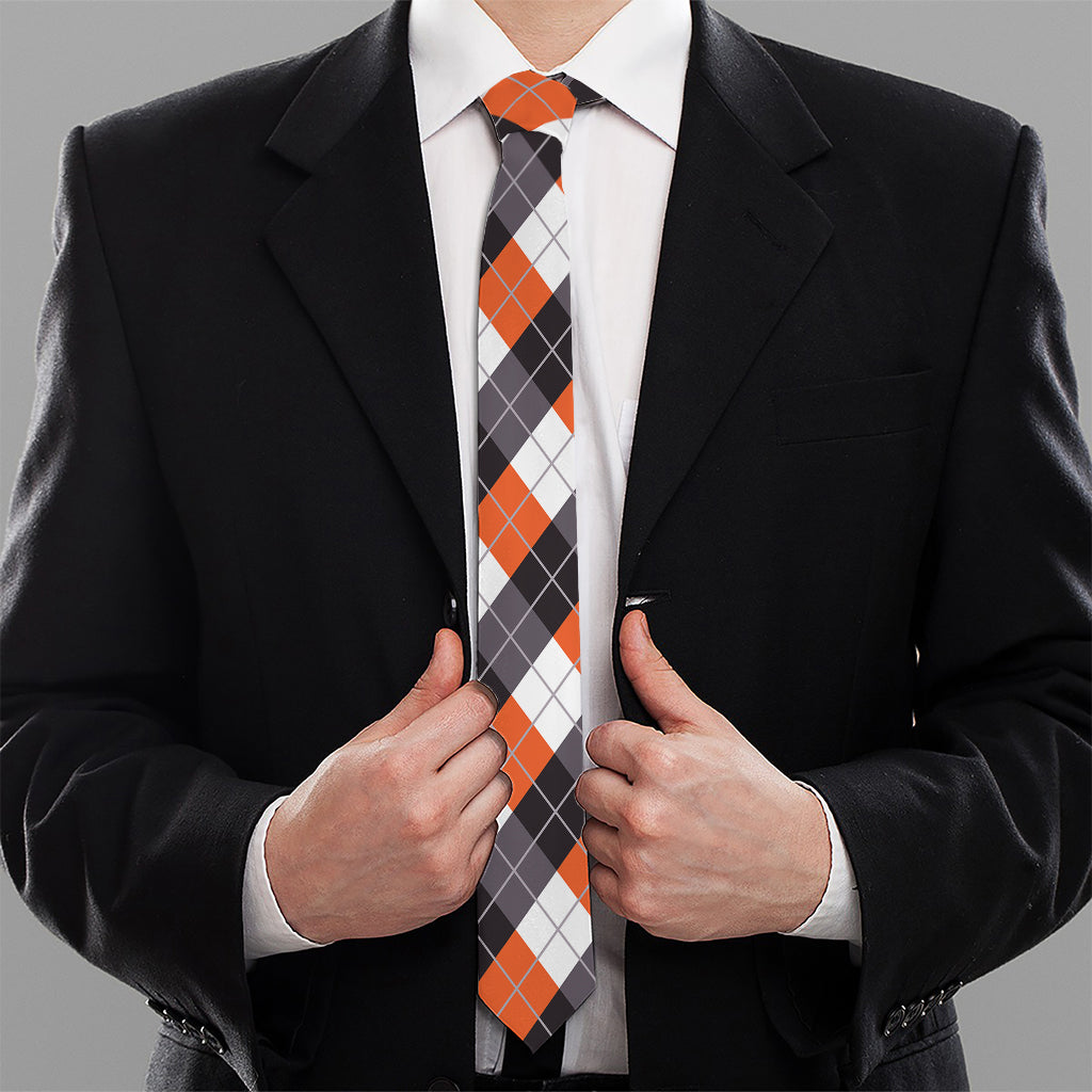 Halloween Party Argyle Pattern Print Necktie