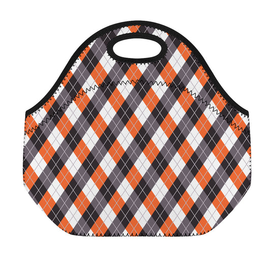 Halloween Party Argyle Pattern Print Neoprene Lunch Bag