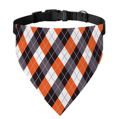 Halloween Party Argyle Pattern Print Over The Collar Dog Bandana