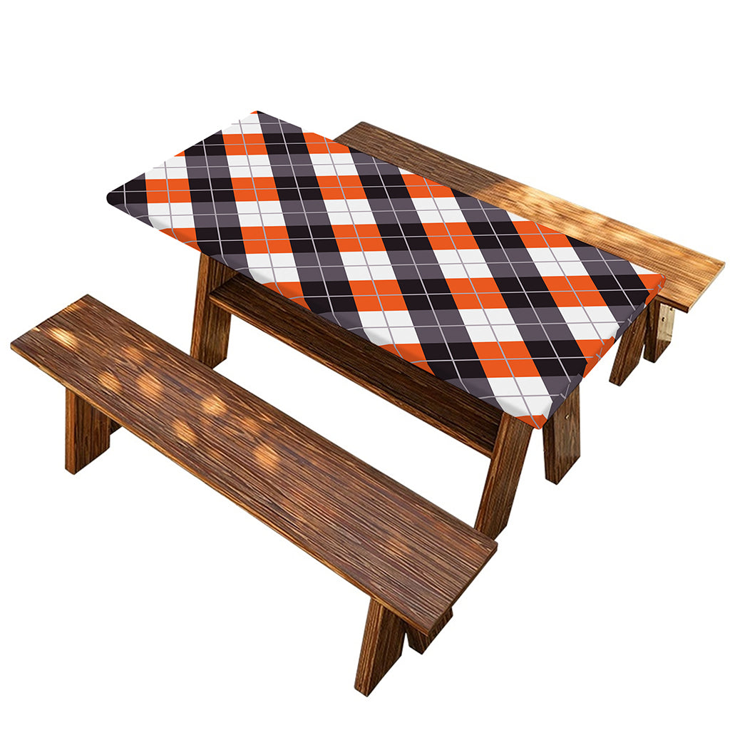 Halloween Party Argyle Pattern Print Picnic Table Cover