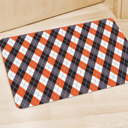 Halloween Party Argyle Pattern Print Polyester Doormat