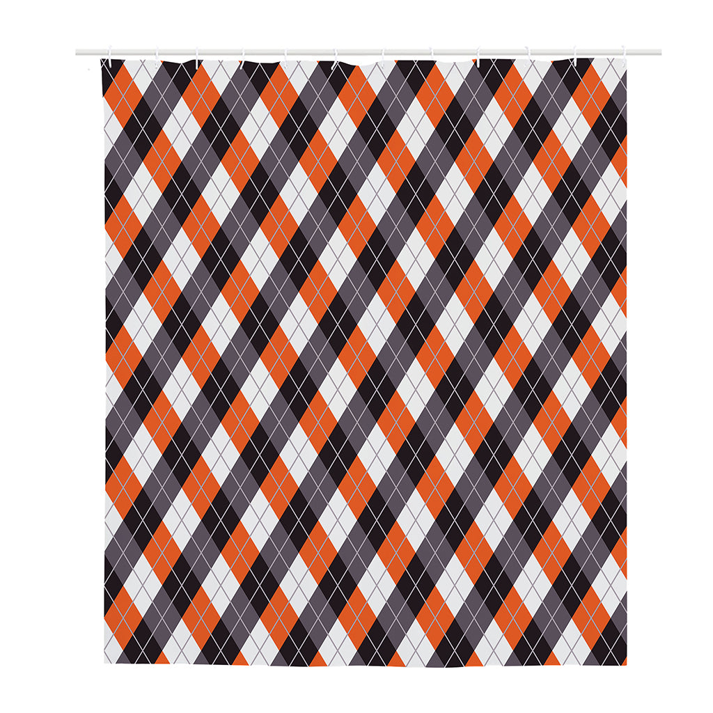 Halloween Party Argyle Pattern Print Polyester Shower Curtain