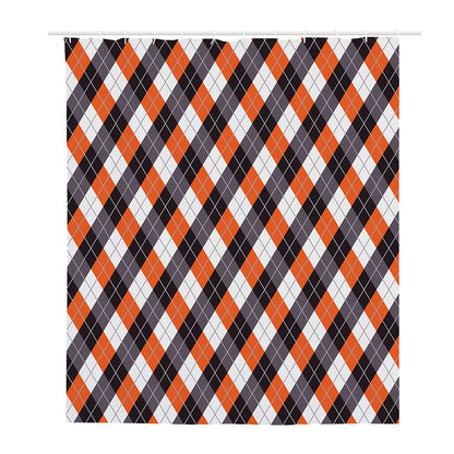 Halloween Party Argyle Pattern Print Polyester Shower Curtain