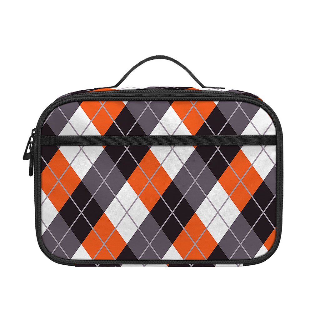 Halloween Party Argyle Pattern Print Portable Lunch Bag
