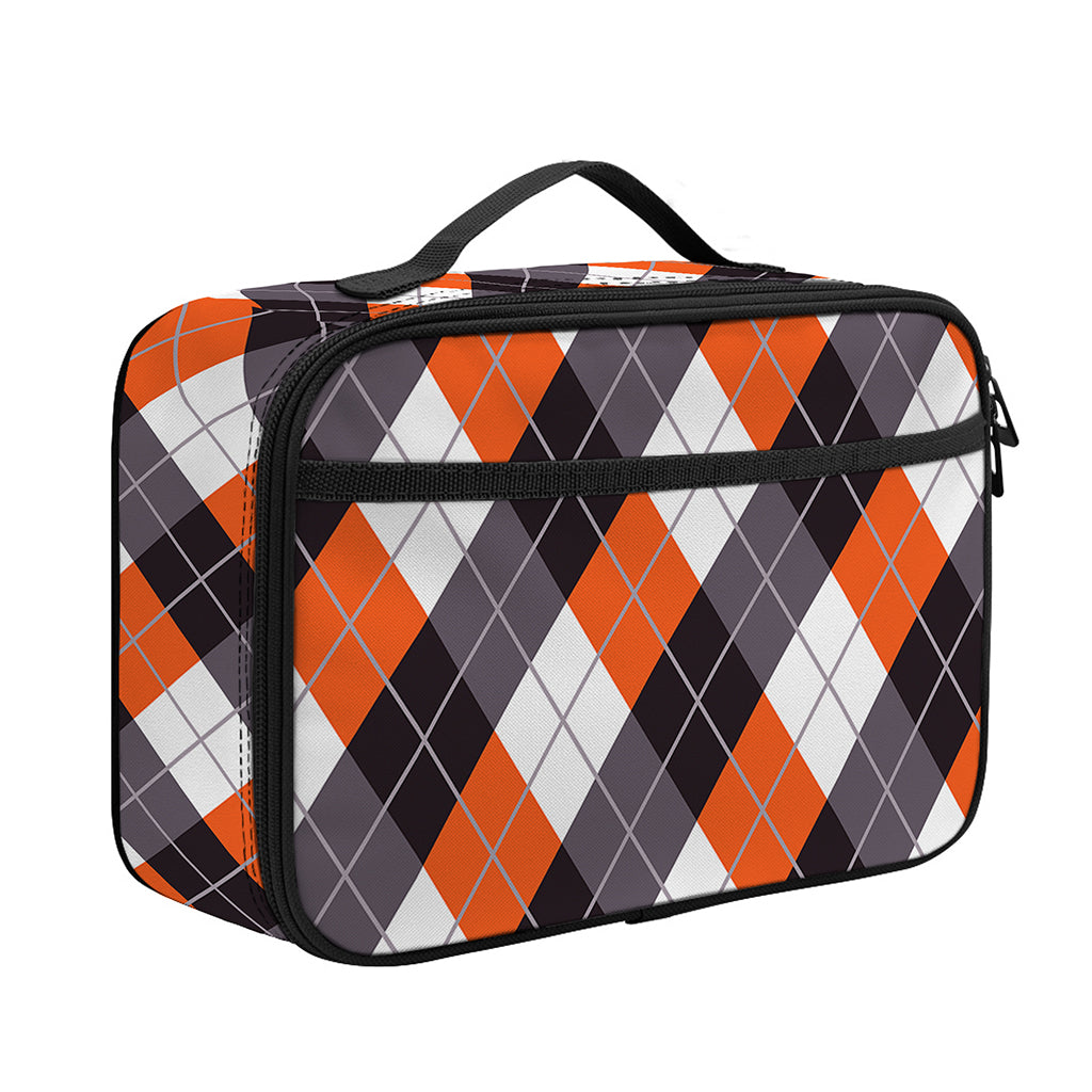 Halloween Party Argyle Pattern Print Portable Lunch Bag