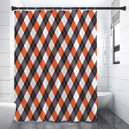 Halloween Party Argyle Pattern Print Premium Shower Curtain