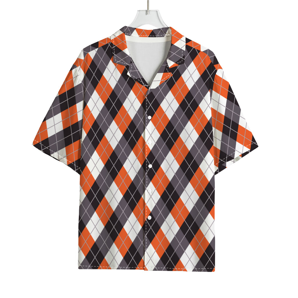 Halloween Party Argyle Pattern Print Rayon Hawaiian Shirt