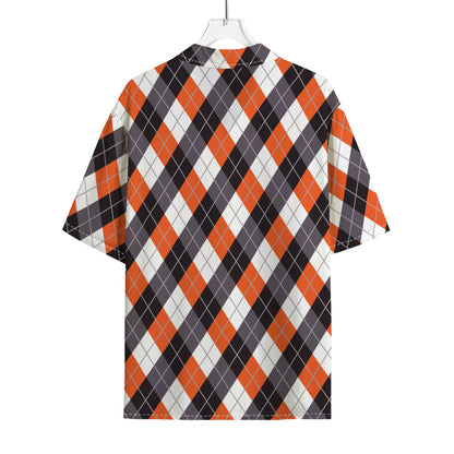 Halloween Party Argyle Pattern Print Rayon Hawaiian Shirt