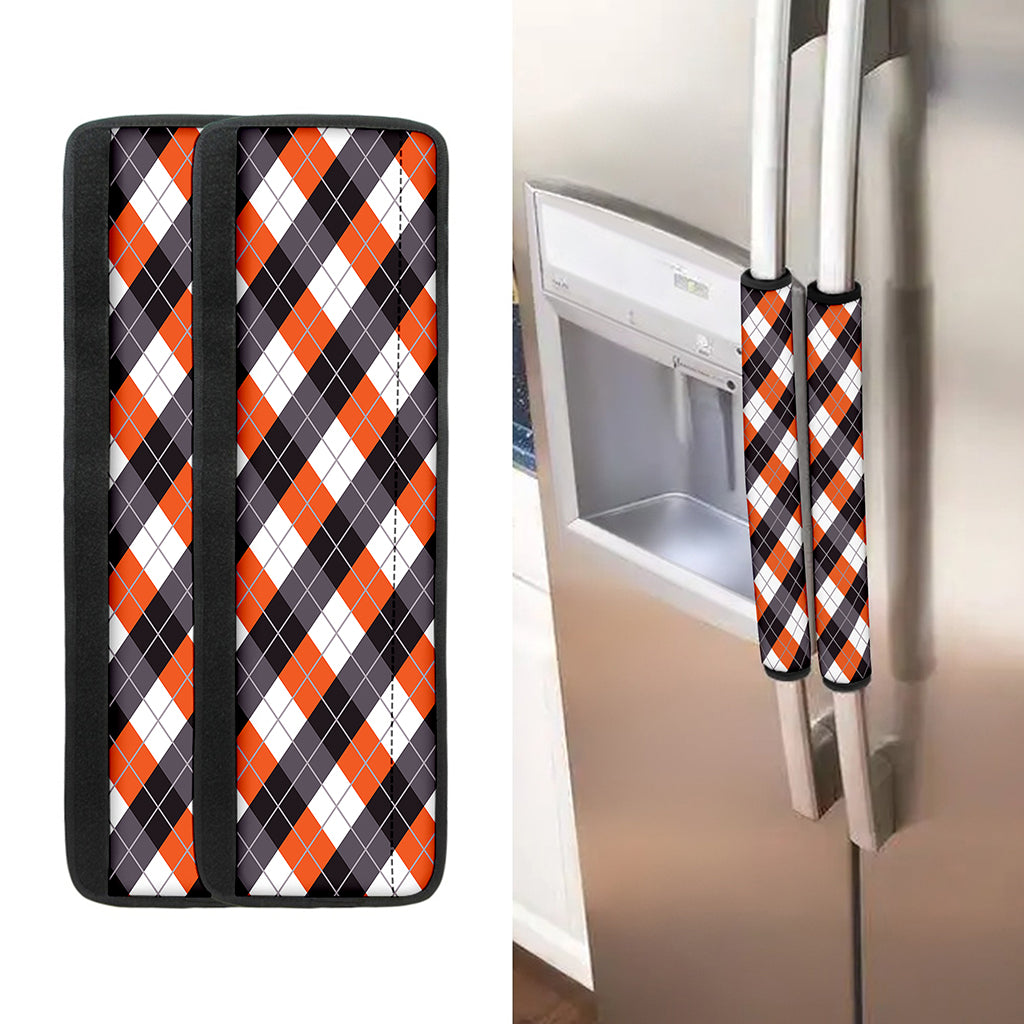 Halloween Party Argyle Pattern Print Refrigerator Handle Covers