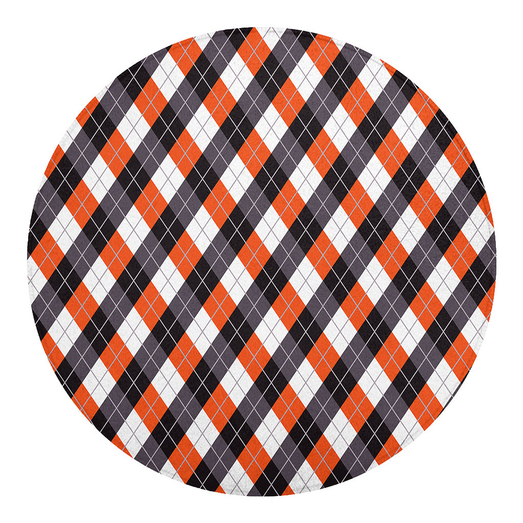 Halloween Party Argyle Pattern Print Round Blanket