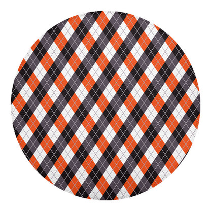 Halloween Party Argyle Pattern Print Round Blanket