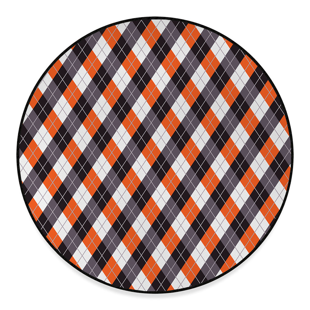 Halloween Party Argyle Pattern Print Round Floor Mat