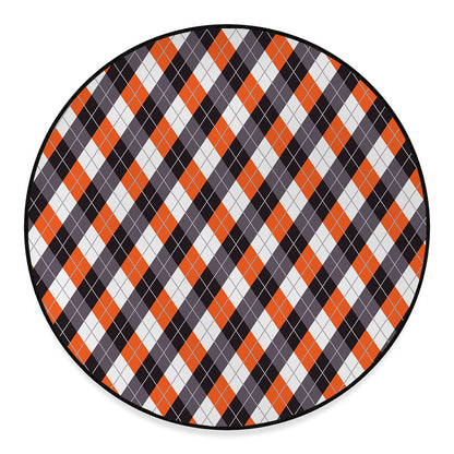 Halloween Party Argyle Pattern Print Round Floor Mat