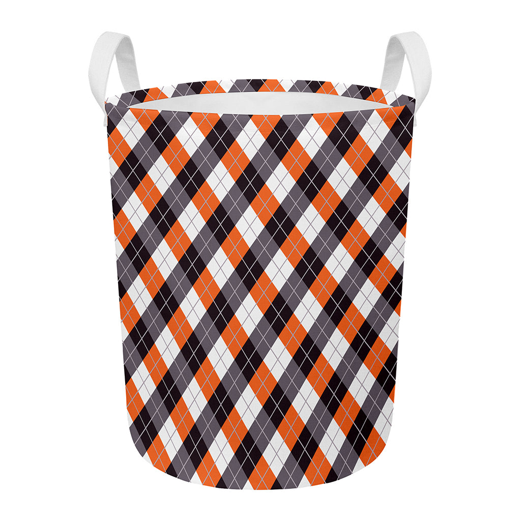 Halloween Party Argyle Pattern Print Round Laundry Basket