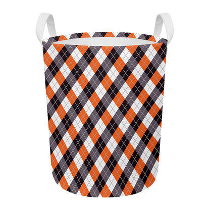 Halloween Party Argyle Pattern Print Round Laundry Basket