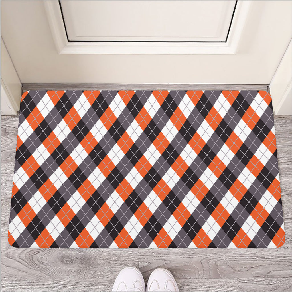 Halloween Party Argyle Pattern Print Rubber Doormat