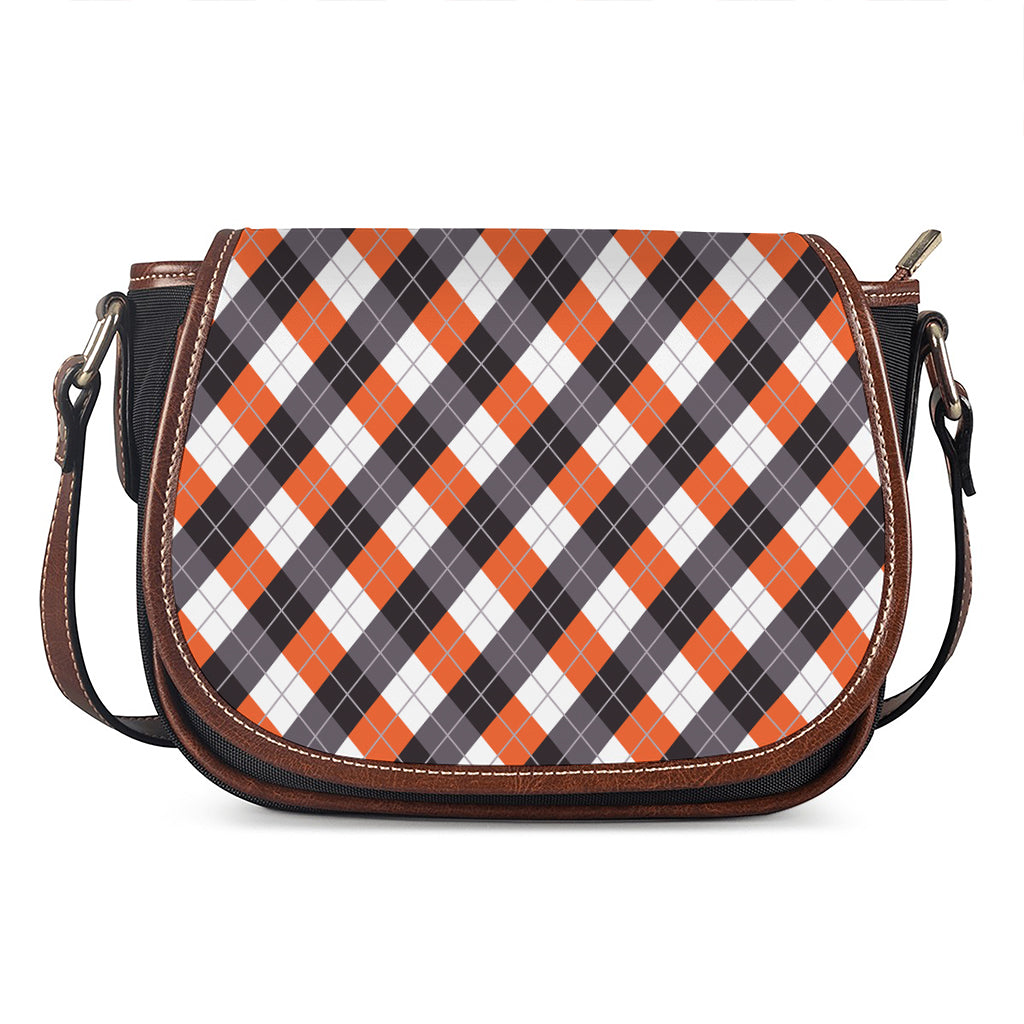 Halloween Party Argyle Pattern Print Saddle Bag