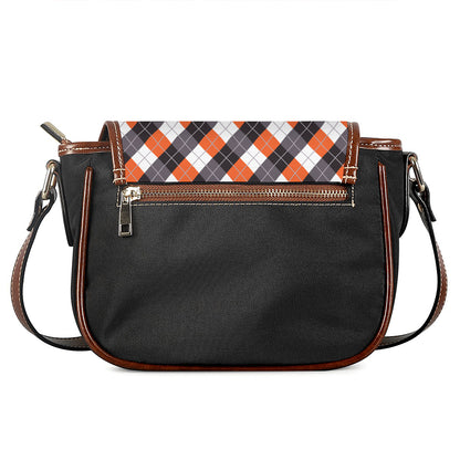 Halloween Party Argyle Pattern Print Saddle Bag